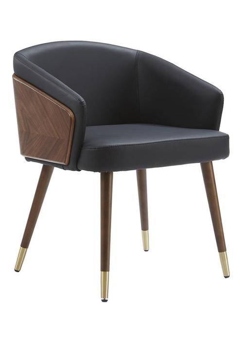 Detroit - Houten Kantoor Stoel met Leer - Zwart, Huis en Inrichting, Stoelen, Nieuw, Eén, Hout, Leer, Overige materialen, Zwart