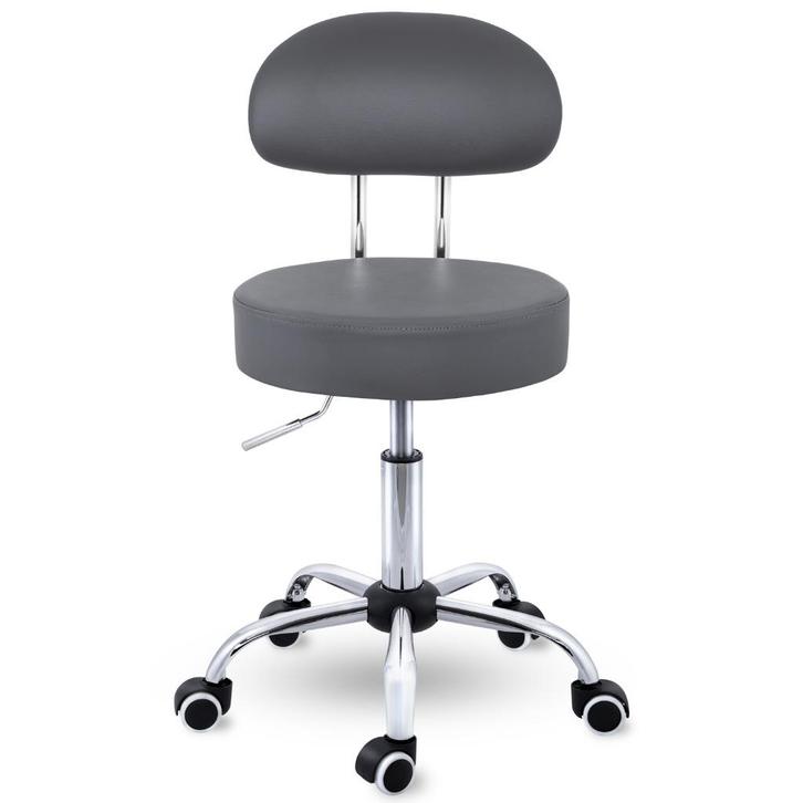 Werkkruk met rugleuning, grijs of zwart, Huis en Inrichting, Krukjes, Nieuw, Overige materialen, In hoogte verstelbaar, Ophalen of Verzenden