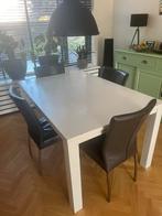 Eetkamer tafel 150-50 incl 4 leren stoelen, Huis en Inrichting, Complete eetkamers, Ophalen of Verzenden