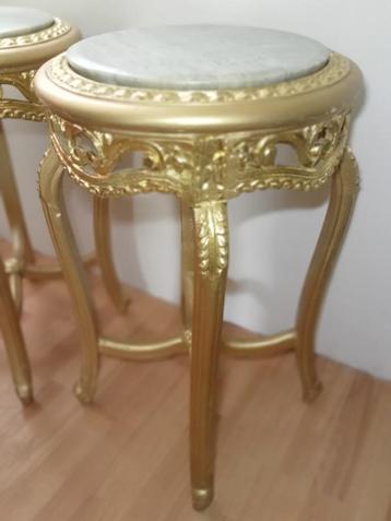 ZGAN 2 X BROCANT BAROK GOUD MARMER BIJZETTAFEL PLANTENTAFEL beschikbaar voor biedingen