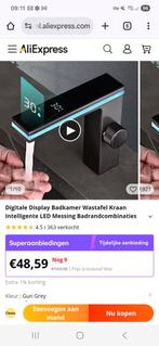 Nieuw Wastafelkraan Gunmetal met Scherm & LED - Waterkracht!, Huis en Inrichting, Badkamer | Badkamermeubels, Overige typen, Nieuw