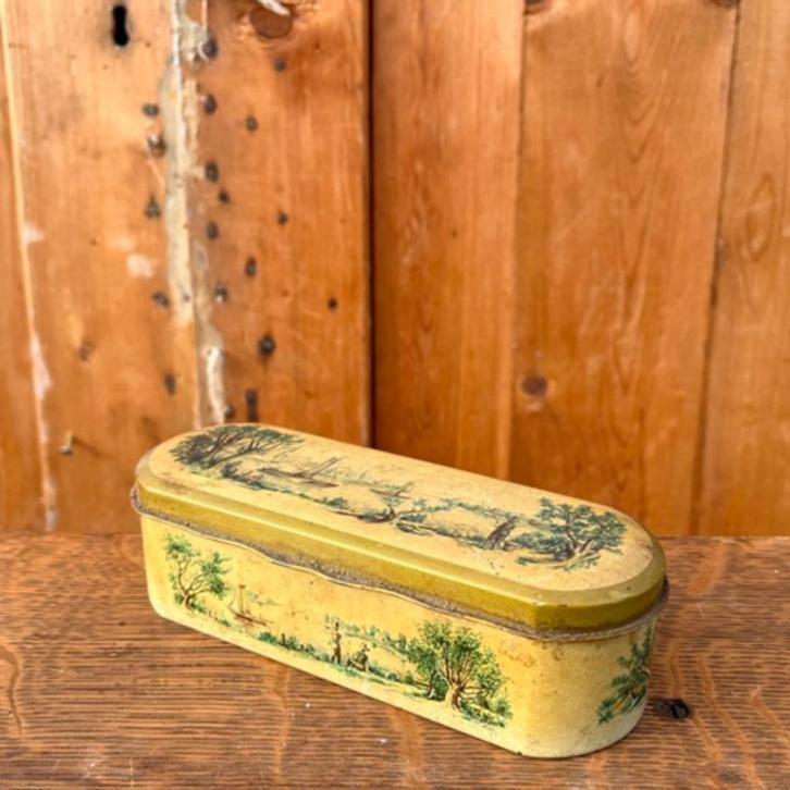 Lepeldoos lepelblikje Douwe Egberts 1954 17 x 7 x 5 cm, Verzamelen, Blikken, Gebruikt, Overige, Douwe Egberts, Ophalen of Verzenden