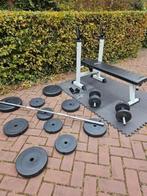 Bankdruk 60 kg gewichten opklapbaar, Sport en Fitness, Fitnessmaterialen, Ophalen, Zo goed als nieuw, Fitnessbank