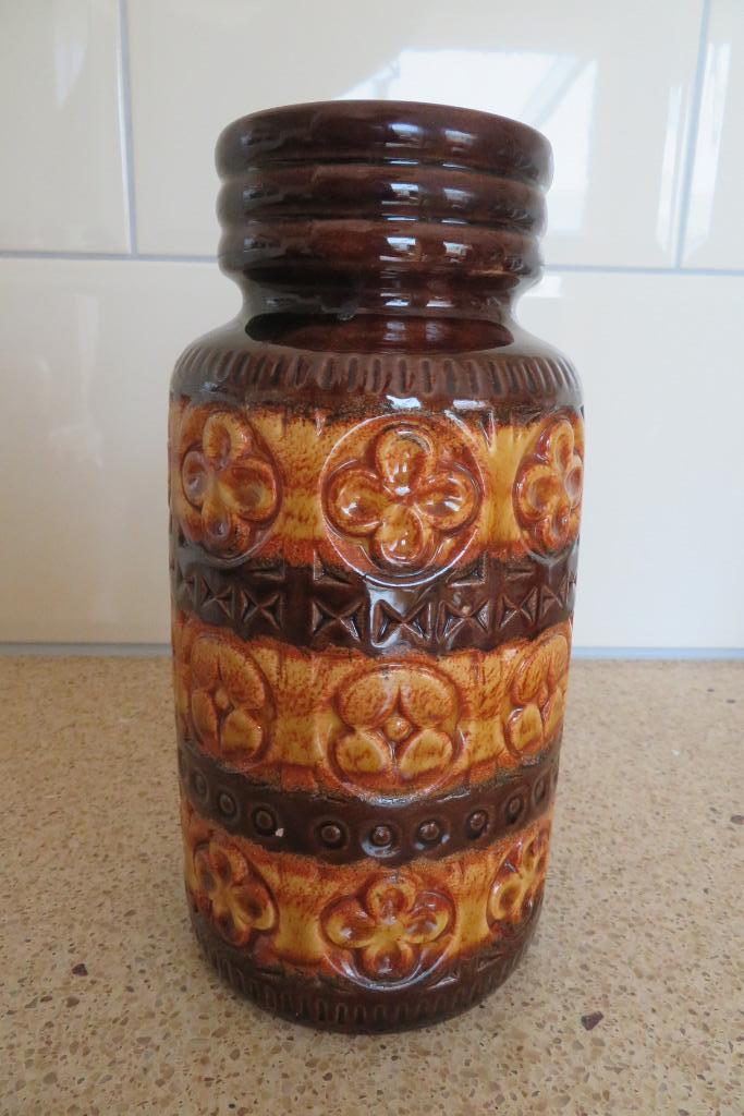 West Germany 289-27 glazuur vaas bruin prachtig decoratie, Huis en Inrichting, Woonaccessoires | Vazen, Gebruikt, Overige kleuren
