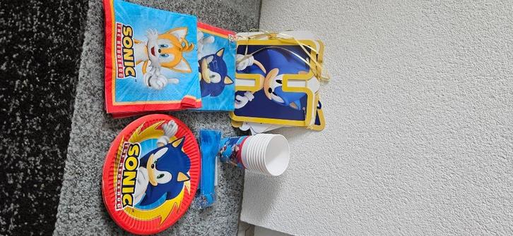 Sonic verjaardagsartikelen, Hobby en Vrije tijd, Feestartikelen, Zo goed als nieuw, Versiering, Verjaardag, Ophalen of Verzenden