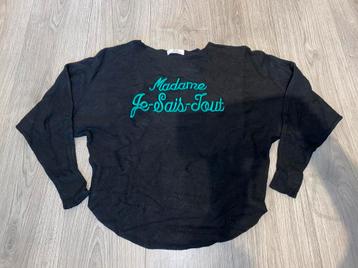 zwarte sweater trui met groene tekst frans mt 40 beschikbaar voor biedingen