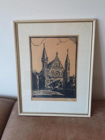 Houtsnede van Jac. de Beer  Ridderzaal Den Haag beschikbaar voor biedingen