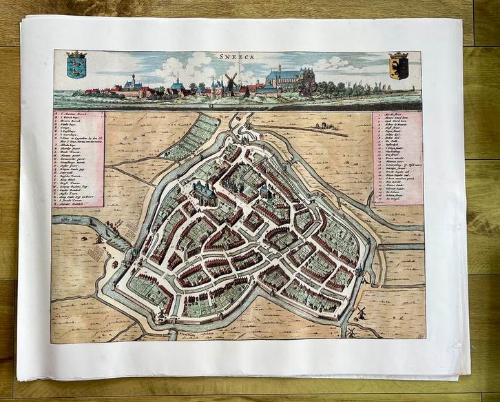 Elf reproducties Friese historische stadsplattegrond, Boeken, Atlassen en Landkaarten, Gelezen, Landkaart, Nederland, Voor 1800
