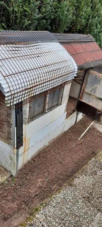 Oud kippenhok met nachthok 225 x 90 x 140cm hoog. Eén geheel, Dieren en Toebehoren, Pluimvee | Toebehoren, Gebruikt, Kippenhok of Kippenren