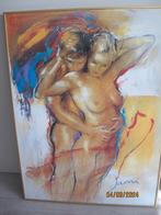 Schilderij lijst met poster, goudkleurige lijst, Verzenden, Zo goed als nieuw, Schilderij, 75 tot 100 cm