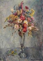 Ina Hooft (1894-1994), vaas met bloemen, olieverf, Ophalen of Verzenden