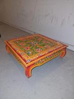 Handbeschilderde Bajottafel met Bloemmotief, Huis en Inrichting, Minder dan 50 cm, Gebruikt, Vierkant, Minder dan 50 cm