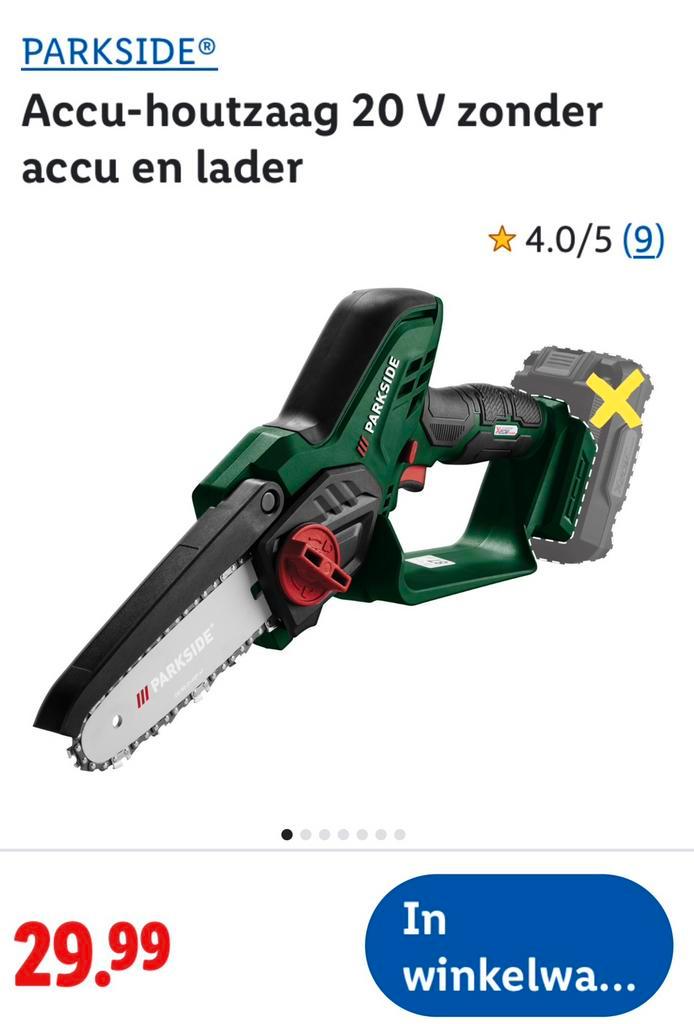 NIEUWE PARKSIDE TAKKENSCHAAR / HOUTZAAG voor 20v accu serie, Tuin en Terras, Takkenscharen, Nieuw, Ophalen
