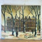 Straatbeeld Winters Amsterdam - Addicks -stijl G.H. Breitner, Ophalen of Verzenden