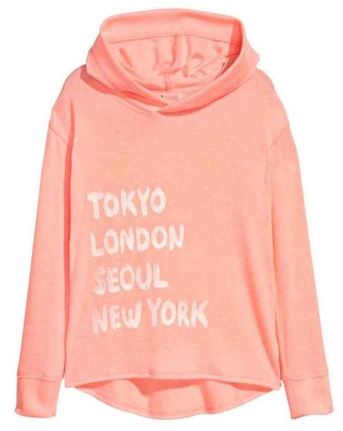 H&M abrikoos capuchontrui trui met stedenmotief maat 158-164, Kinderen en Baby's, Kinderkleding | Maat 158, Nieuw, Meisje, Trui of Vest