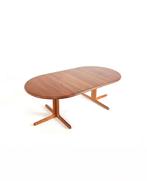 Vintage verlengb. Deense eettafel, Langeskov Møbelfabrik ‘70, 100 tot 150 cm, Vintage retro buisframe design rotan webbing papercord deens