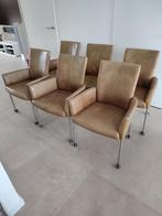 Lederen eettafelstoelen (6x), Gebruikt, Bruin, Leer, Ophalen of Verzenden