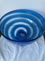 Grote en zware schaal Murano blauw swirl gedraaid, Ophalen of Verzenden