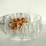 prachtige glazen SCHAAL geslepen kristal pukeberg MidCentury, Ophalen of Verzenden