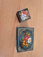 Vintage Houten Doosjes - Handgeschilderd Bloemmotief, Ophalen of Verzenden