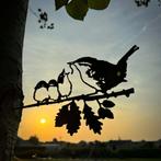 Metalbird winterkoninkje met jongen- cortenstaal- 29x16cm, Tuin en Terras, Ophalen of Verzenden, Nieuw