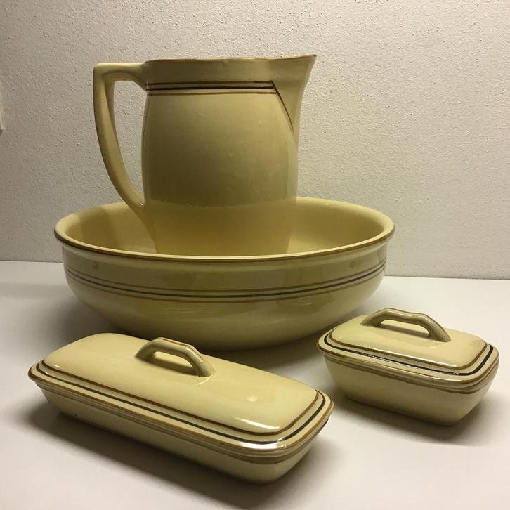 Boch Frères Belgique lampetstel lampetset 4 delig Art Deco, Antiek en Kunst, Antiek | Woonaccessoires, Ophalen of Verzenden