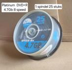 Platinum DVD+R 1 spindels a 25 stuks, Computers en Software, Beschrijfbare discs, Ophalen of Verzenden, Nieuw, Dvd, Op spindel