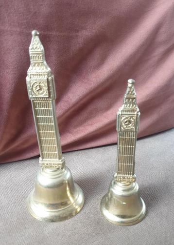 2 vintage koperen bellen van Big Ben westminster 18 & 14 cm beschikbaar voor biedingen