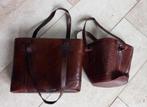 2 lederen vintage damestassen, Sieraden, Tassen en Uiterlijk, Tassen | Damestassen, Ophalen of Verzenden, Bruin, Overige typen