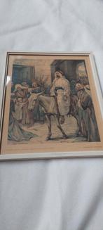 OUDE INGELIJSTE BIJBELSE PLAAT DE INTOCHT IN JERUZALEM, Ophalen of Verzenden, Gebruikt, Overige typen, Christendom | Protestants