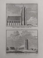 329-330 / Egmond op Zee Kerk en Toren  Kopergravure 1750, Antiek en Kunst, Kunst | Etsen en Gravures, Ophalen
