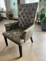 2x Gecapituleerde eetkamer stoelen leer taupe, Huis en Inrichting, Ophalen of Verzenden, Zo goed als nieuw, Overige kleuren, Leer