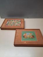 2 vintage houten blokkendozen compleet, Ophalen of Verzenden