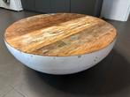 Ronde salontafel - metaal & hout - 90cm, Huis en Inrichting, Tafels | Salontafels, Ophalen, Gebruikt, Rond, 50 tot 100 cm