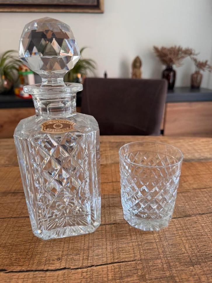 Val Saint Lambert kristallen whiskey karaf met 6 glazen, Antiek en Kunst, Antiek | Glas en Kristal, Ophalen of Verzenden