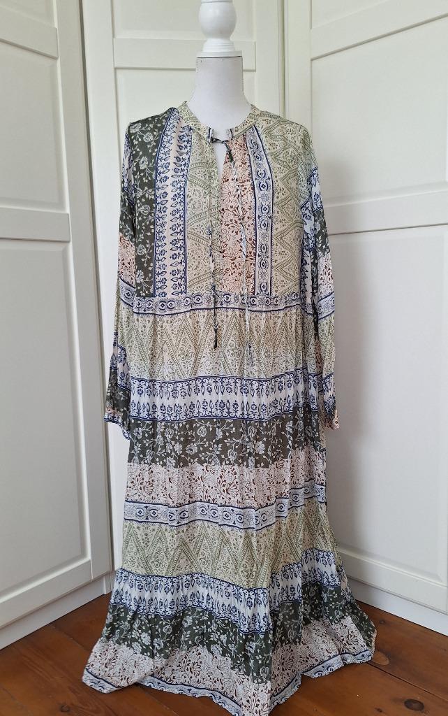 Geisha nieuwe luchtige hippie gipsy stroken jurk 3XL XXL 46, Kleding | Dames, Jurken, Nieuw, Maat 46/48 (XL) of groter, Beige