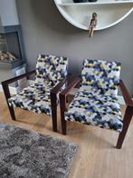 2 moderne fauteuils, Modern tijdloos, 75 tot 100 cm, Zo goed als nieuw, Hout