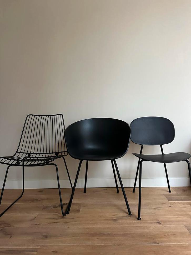 3 Zwarte Loods 5 Eetkamerstoelen - Goede Staat, Huis en Inrichting, Stoelen, Zo goed als nieuw, Drie, Metaal, Zwart, Ophalen