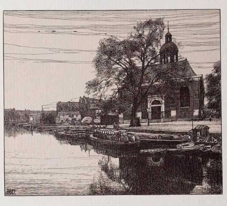 Eilandskerk Amsterdam - Wenckebach 1970, Antiek en Kunst, Kunst | Etsen en Gravures, Ophalen of Verzenden