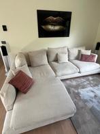 Camerich loungebank – naturel stof – zeer comfortabel, Huis en Inrichting, Banken | Bankstellen, Ophalen, 250 tot 300 cm, Gebruikt