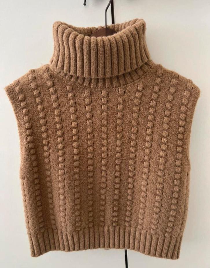 ZARA gebreide mouwloze coltrui – maat S, Kleding | Dames, Bodywarmers, Nieuw, Maat 36 (S), Beige, Ophalen of Verzenden