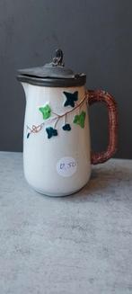 Antiek Kannetje met Tinnen Deksel - 14cm, Ophalen of Verzenden