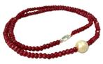 zilver ketting'met.parels robijn, Verzenden, Nieuw, Met edelsteen, Rood
