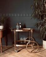 Vintage Bar Cart - Serveerwagen -drankentrolley uit messing, Trolleywood, Vintage, Ophalen of Verzenden, Den Bosch