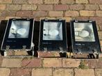 3x Philips IP65 Bouwlampen, breedstraler, schijnwerper, Ophalen of Verzenden, Gebruikt, 200 tot 500 watt, Lamp met armatuur