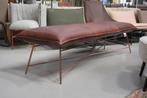 2 x luxe bank eetkamerbank Vidar Jess design metaal & leer, Huis en Inrichting, Stoelen, Ophalen, Bruin, Zo goed als nieuw, Metaal