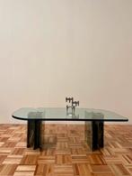 Vintage salontafel graniet marmer glas retro art deco, Ophalen