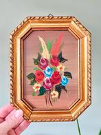 Vintage goud bloemen schilderijtje, Antiek en Kunst, Ophalen of Verzenden