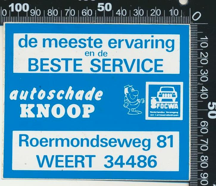 Sticker: Autoschade Knoop - Weert, Verzamelen, Stickers, Zo goed als nieuw, Auto of Motor, Ophalen of Verzenden