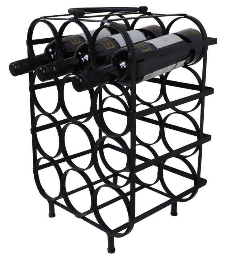 HSM Wijnrek voor 12 flessen - Zwart Metaal Nieuw!, Huis en Inrichting, Woonaccessoires | Wijnrekken, Nieuw, 50 tot 75 cm, Metaal